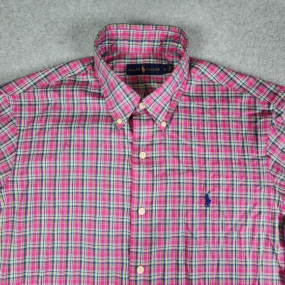 Polo Ralph Lauren Other - Ralph Lauren Plaid Shirt Men L Pink Multicolor Blue Pony Button Down Long-Sleeve